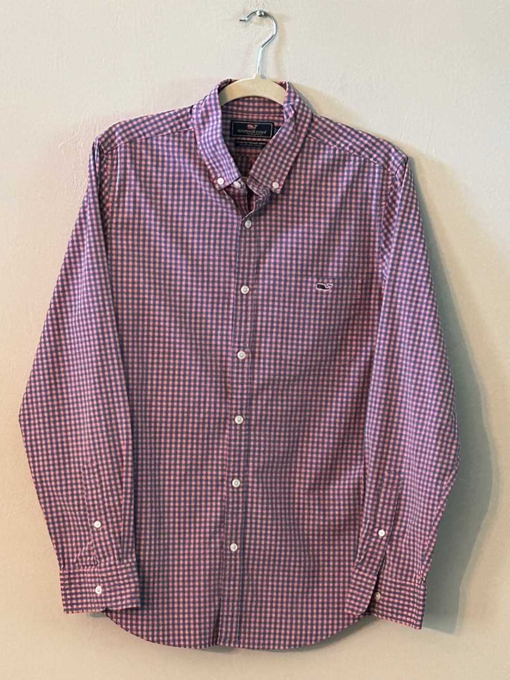 Vineyard Vines Pink Blue Gingham Shirt M Preppy Coastal Classic Ivy League